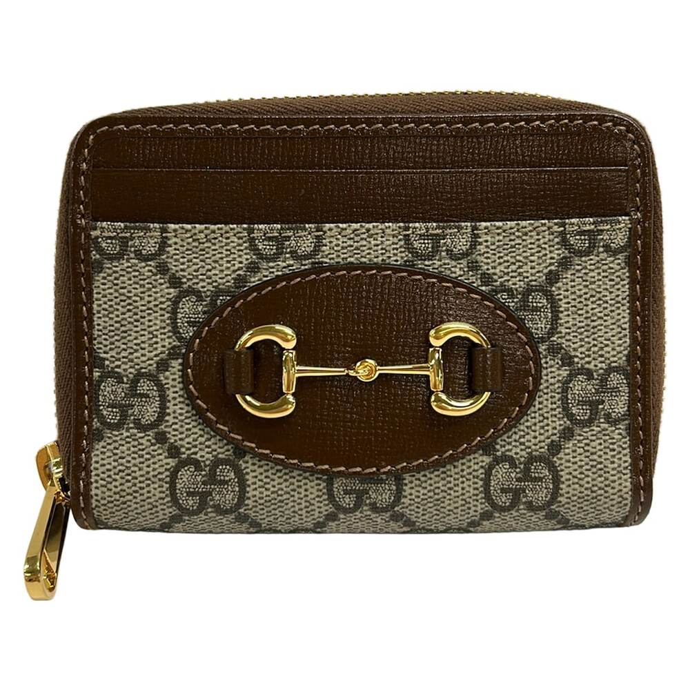 Gucci Horsebit 1955/GG Plus/GG Supreme Coin Case 658549 Cream Dark Brown PVC - Picture 1 of 4